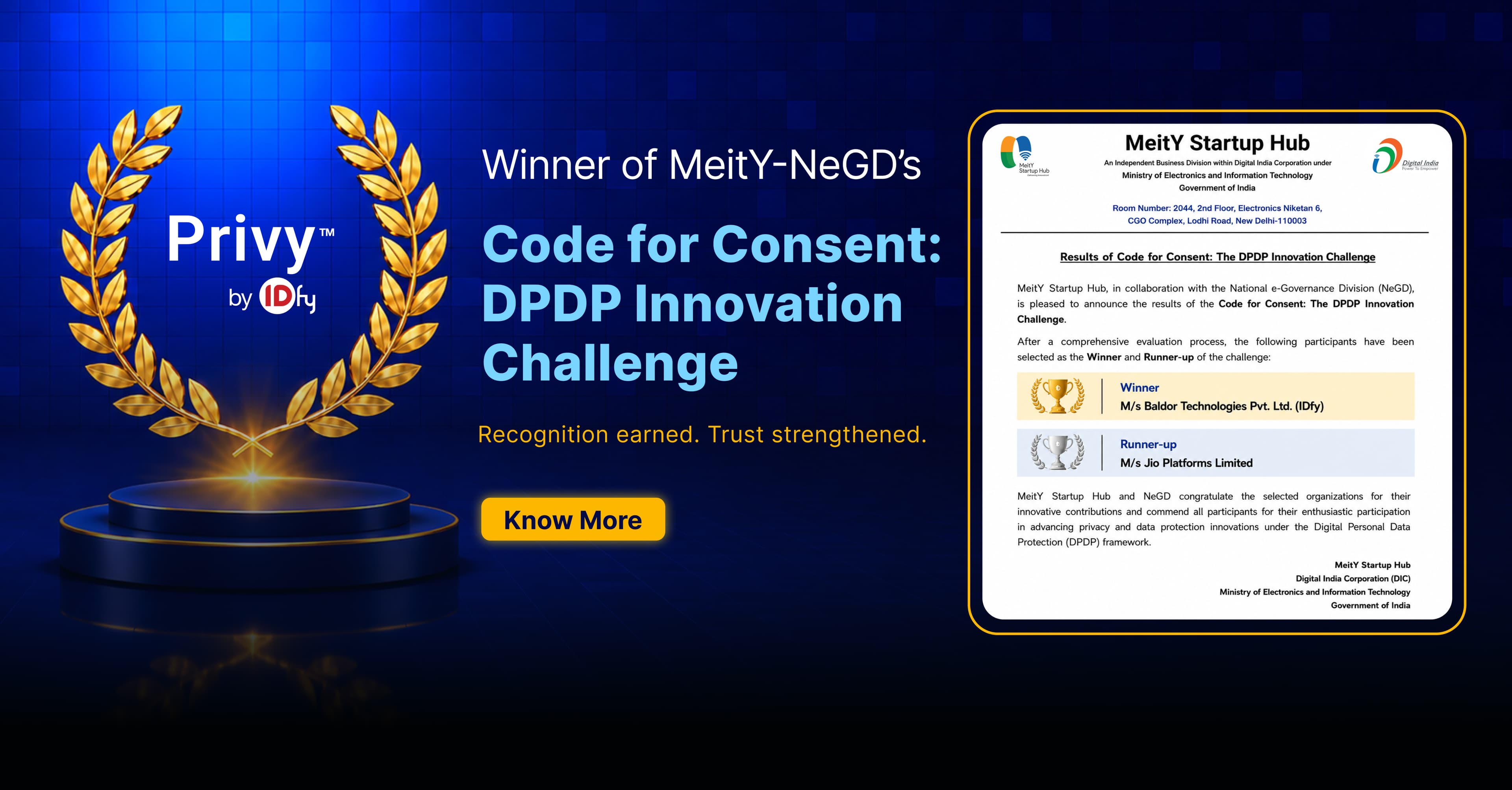 Meity-NeGD's DPDP Innovation Challenge winner